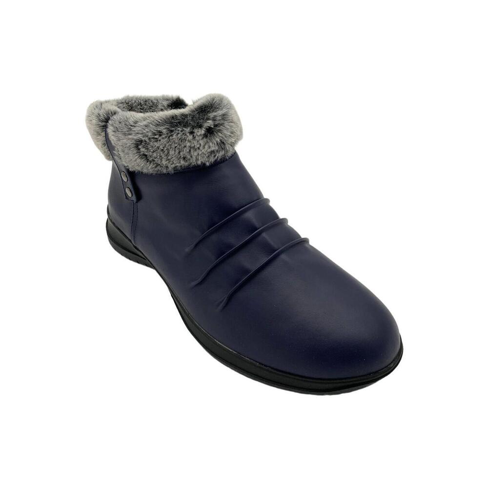 ARRAY Women's Natalie Zip Faux Fur Ankle Boot Navy/Gray - Medium
